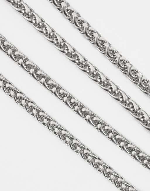 ASOS DESIGN waterproof stainless steel link rope t-bar necklace in silver, 4 of 4
