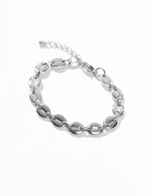 ASOS DESIGN waterproof stainless steel mariner link bracelet in silver tone, 4 of 4