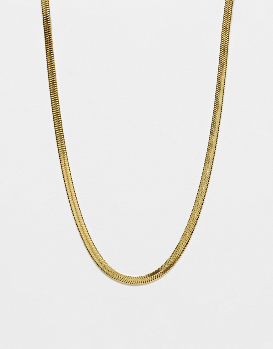 ASOS DESIGN waterproof stainless steel mid length 16 necklace with snake chain in gold tone
