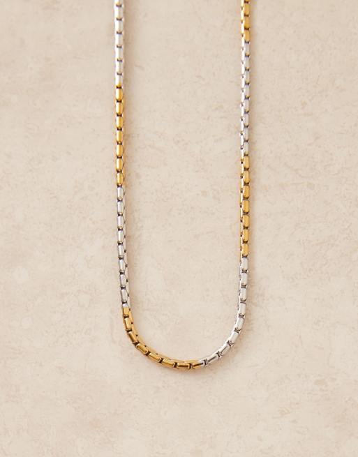 ASOS DESIGN waterproof stainless steel mixed metal chain necklace in multi, 2 of 3