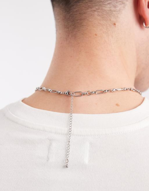 ASOS DESIGN waterproof stainless steel mixed shape link chain necklace ...