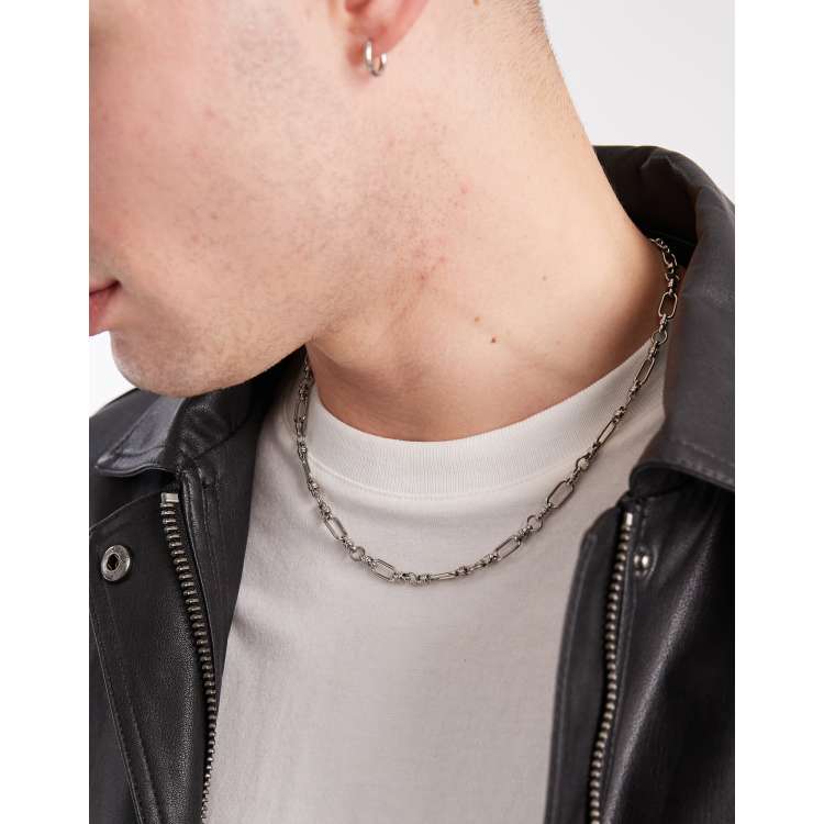 ASOS DESIGN waterproof stainless steel mixed shapes link chain