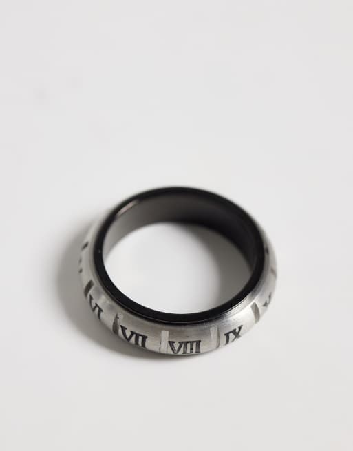 ASOS DESIGN waterproof stainless steel moveable roman numerals ring in silver, 3 of 3