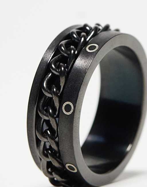 ASOS DESIGN waterproof stainless steel movement band ring in