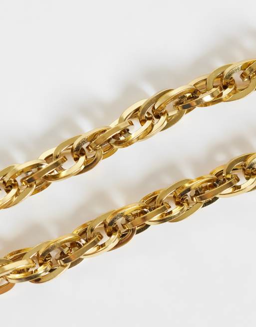 ASOS DESIGN waterproof stainless steel multi link chain bracelet in gold, 2 of 3