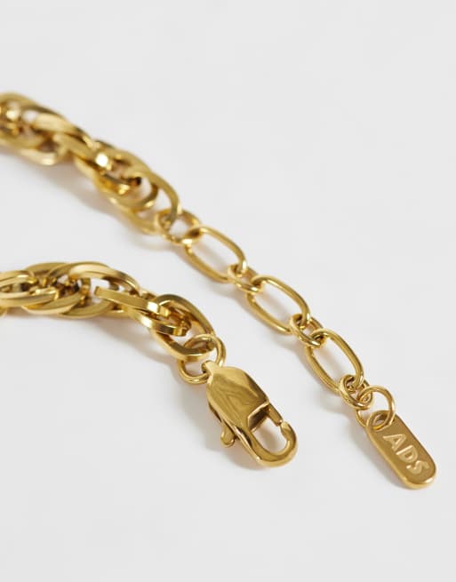 ASOS DESIGN waterproof stainless steel multi link chain bracelet in gold, 3 of 3