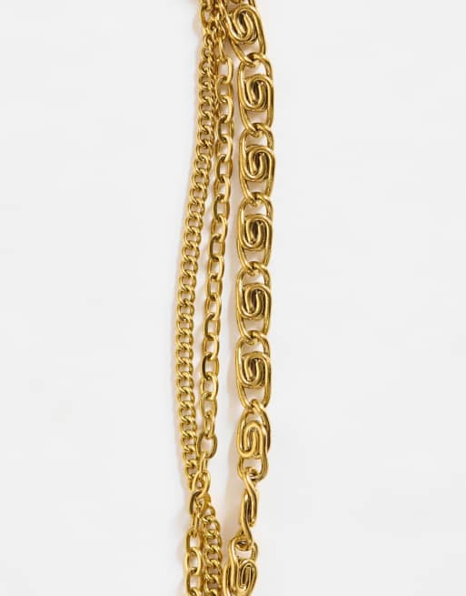 ASOS DESIGN waterproof stainless steel multi-row bracelets in gold tone, 3 of 3