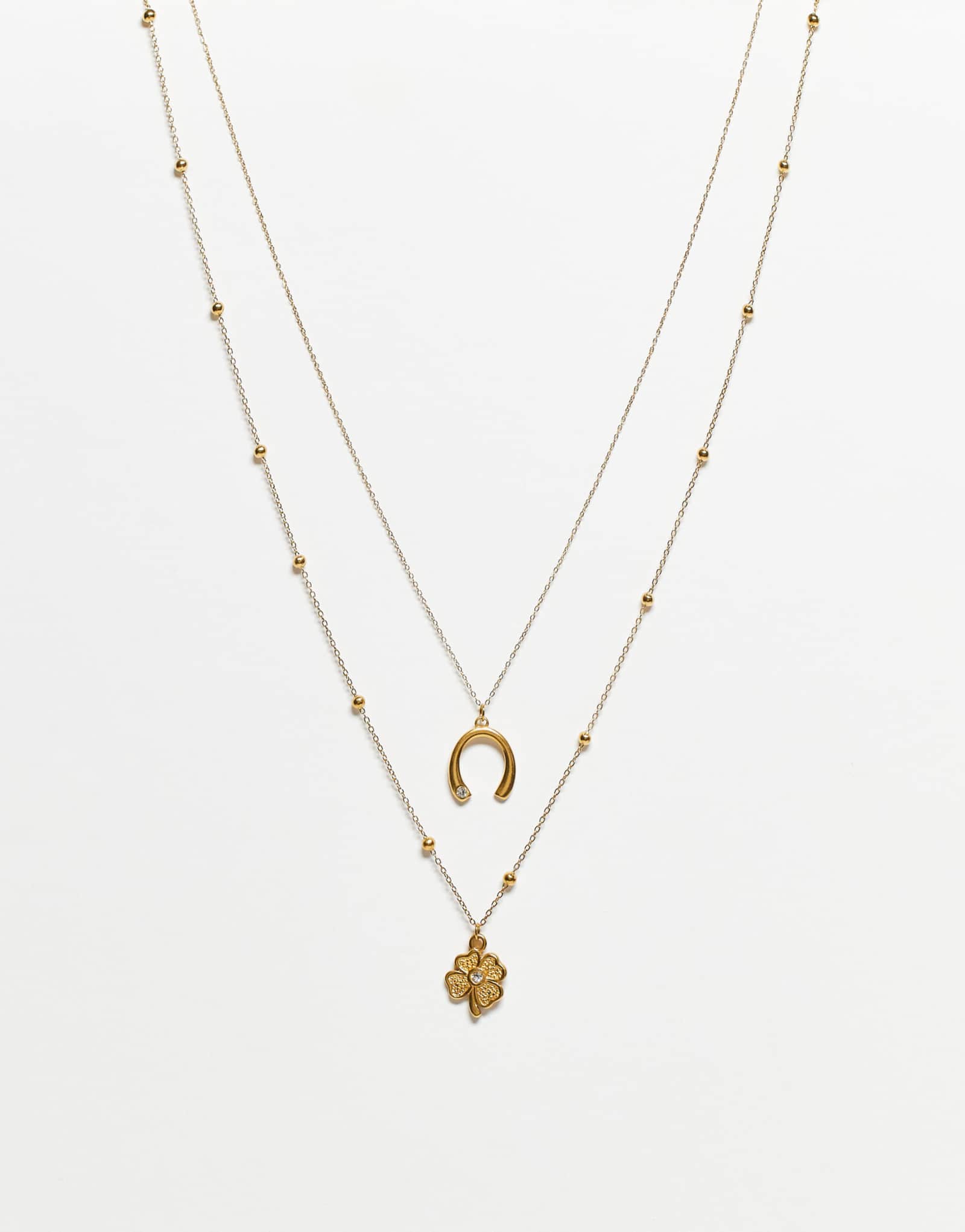 Водонепроницаемое многорядное ожерелье из нержавеющей стали золотого цвета с подвеской в виде подковы от ASOS DESIGN