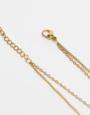 Asos Design Waterproof Stainless Steel Multi-row Necklace With Heart Pendant