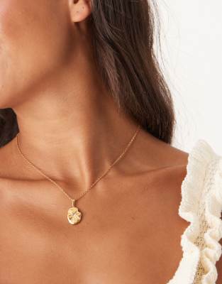 waterproof stainless steel necklace with celestial pendant in gold tone