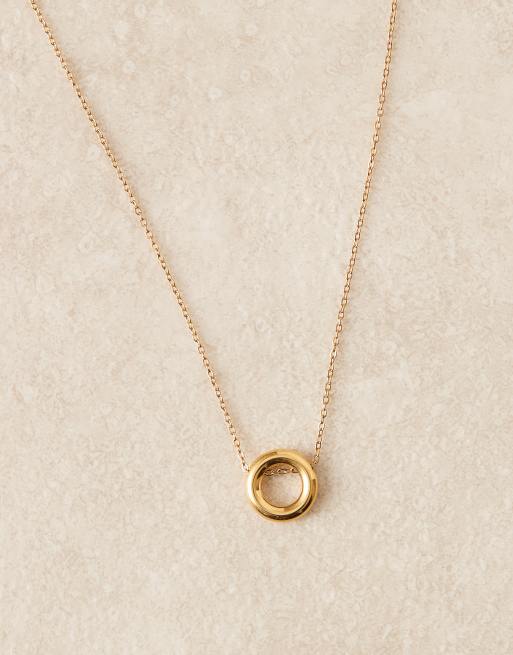 ASOS DESIGN waterproof stainless steel necklace with circle loop pendant in gold tone, 2 of 3