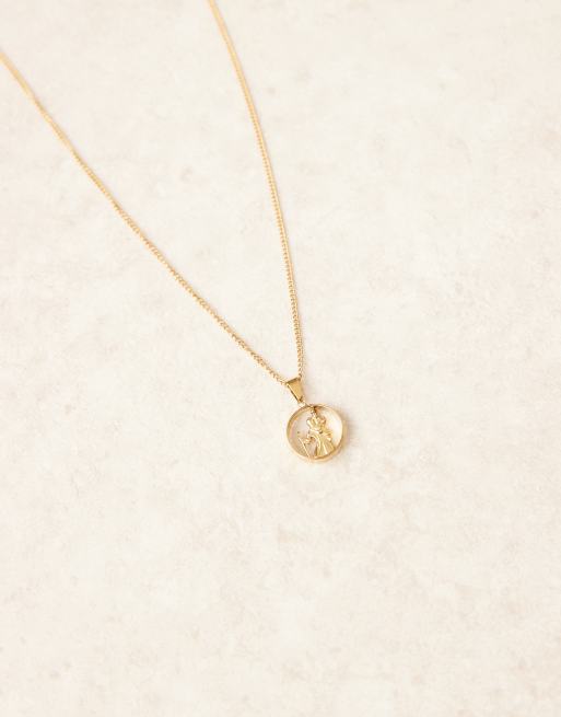 Asos Design Waterproof Stainless Steel Necklace With Cut-out St. Christopher Pendant