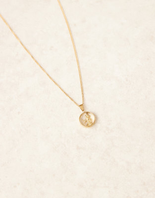 ASOS DESIGN waterproof stainless steel necklace with cut-out St. Christopher pendant in gold tone