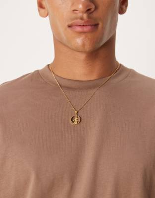 Asos Design Waterproof Stainless Steel Necklace With Cut-out St. Christopher Pendant In Gold