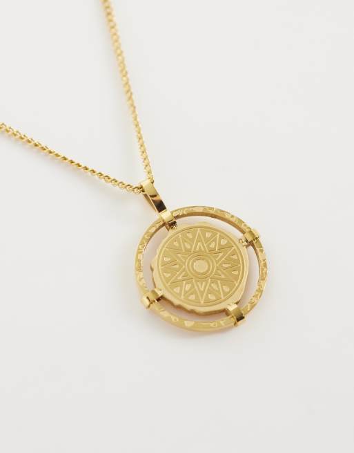 ASOS DESIGN waterproof stainless steel necklace with disc charm in gold tone, 3 of 4