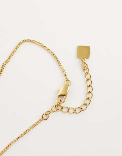 ASOS DESIGN waterproof stainless steel necklace with disc charm in gold tone, 4 of 4