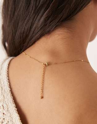 Asos Design Waterproof Stainless Steel Necklace With Dot-dash Chain And Flat Molten Pendant