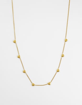 Asos Design Waterproof Stainless Steel Necklace With Heart Design In Gold