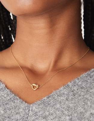 Asos Design Waterproof Stainless Steel Necklace With Knot Pendant In Gold