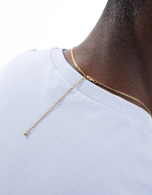 ASOS DESIGN waterproof stainless steel necklace with lightning bolt pendant in gold tone, 4 of 4