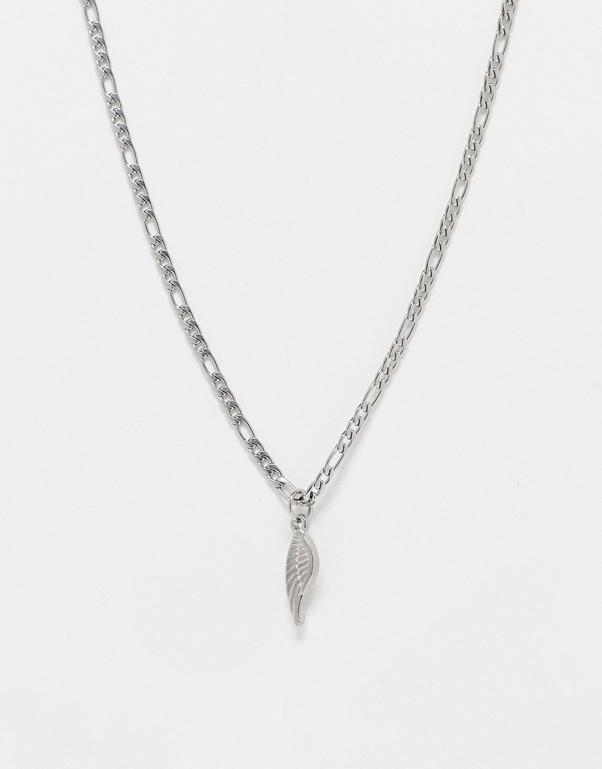 ASOS DESIGN waterproof stainless steel necklace with mini angel wing pendant in silver