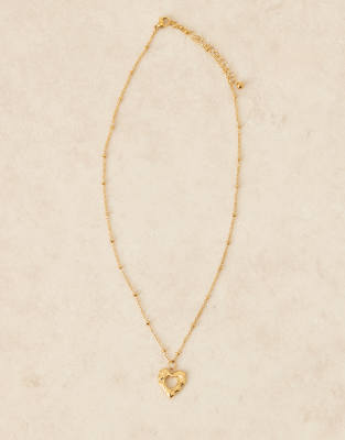 Asos Design Waterproof Stainless Steel Necklace With Molten Heart In Gold