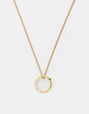 ASOS DESIGN ASOS DESIGN waterproof stainless steel necklace with ring pendant in gold tone