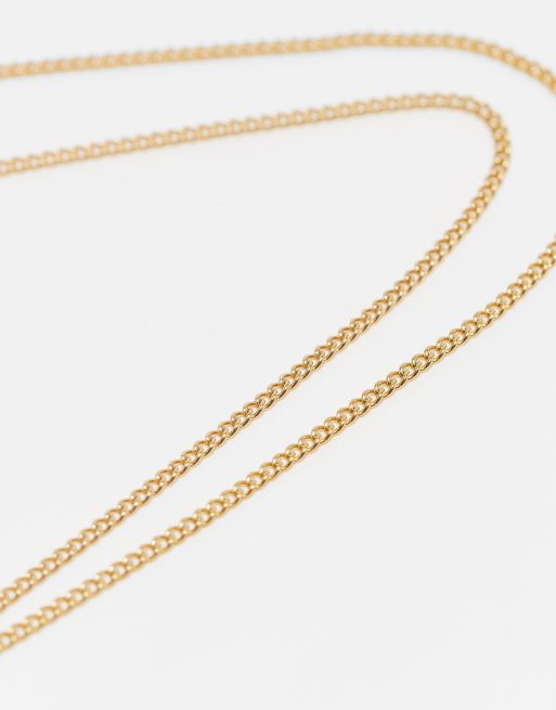ASOS DESIGN waterproof stainless steel necklace with ring pendant in gold tone, 2 of 4