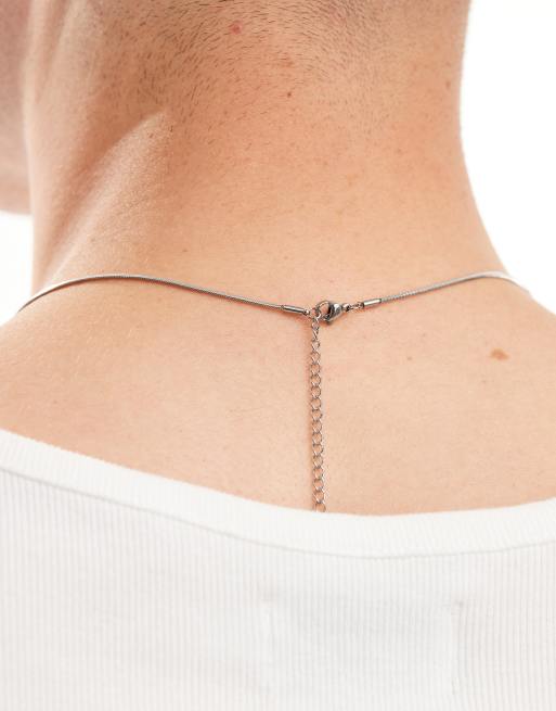 ASOS DESIGN waterproof stainless steel necklace with round pendant in silver tone, 3 of 4