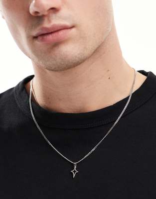 waterproof stainless steel necklace with star pendant in silver tone