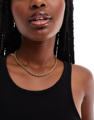 ASOS DESIGN waterproof stainless steel necklace with twist chain in gold tone