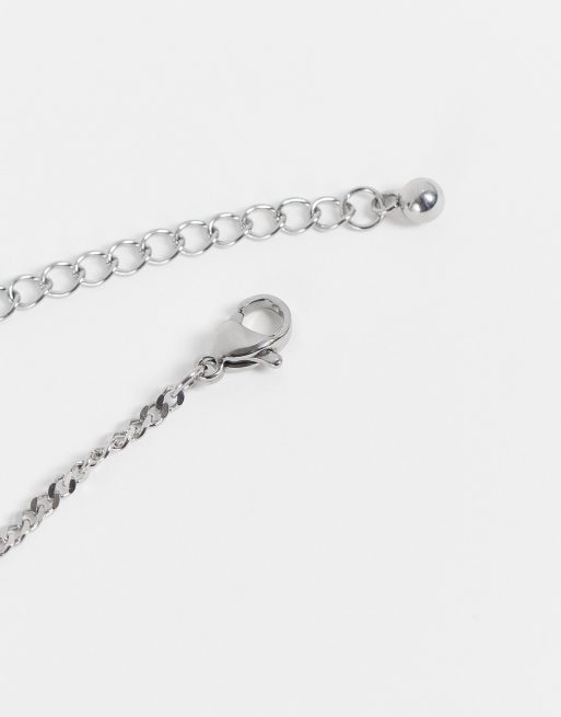 ASOS DESIGN waterproof stainless steel necklace with world pendant in silver tone, 4 of 4