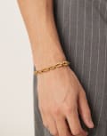 [ASOS DESIGN] ASOS DESIGN waterproof stainless steel oval link chain bracelet in gold No Size GOLD