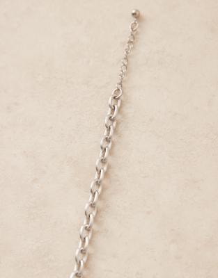 Asos Design Waterproof Stainless Steel Oval Link Chain Bracelet In Silver