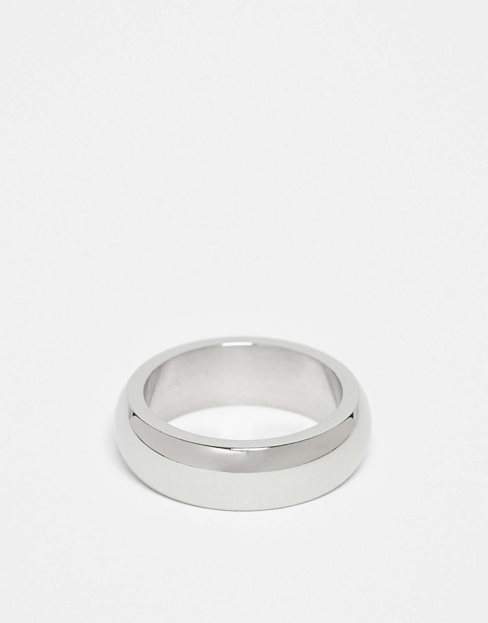 ДИЗАЙНЕРСКОЕ водонепроницаемое кольцо из нержавеющей стали ASOS DESIGN с простым ремешком из серебра  