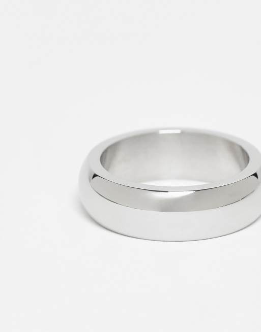 ASOS DESIGN waterproof stainless steel plain band ring in silver  , 2 of 3