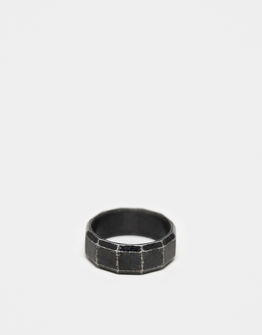 ASOS DESIGN waterproof stainless steel ring in gunmetal-Black