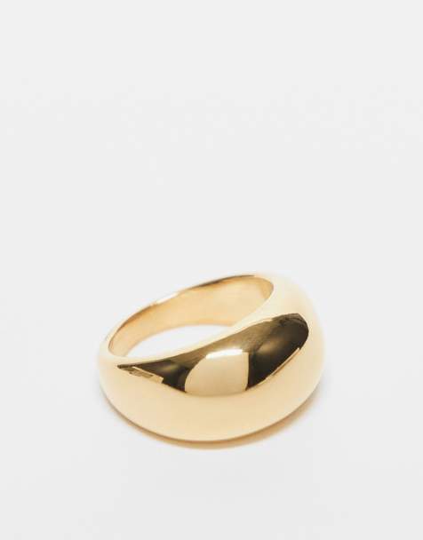 ASOS DESIGN waterproof stainless steel ring with bubble design in gold - view 1