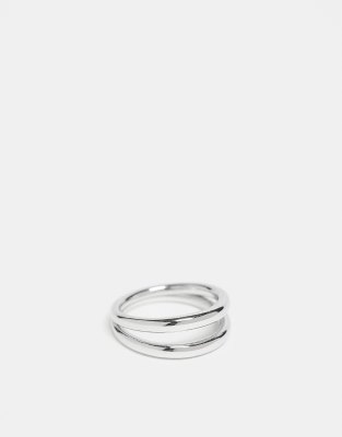 ASOS DESIGN ASOS DESIGN waterproof stainless steel ring with double band design in silver tone