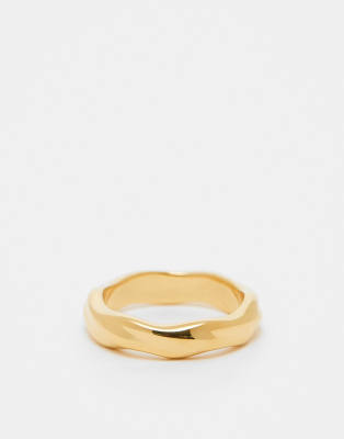 ASOS DESIGN waterproof stainless steel ring with twist design in gold tone