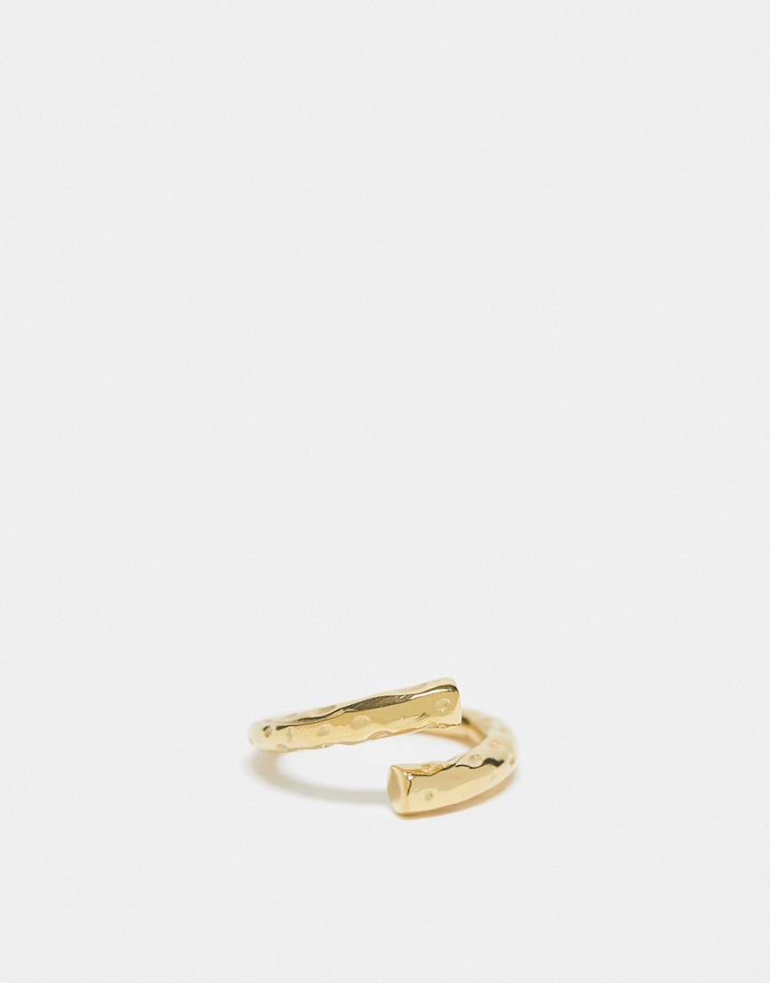 waterproof stainless steel ring with wrap twist design in gold tone