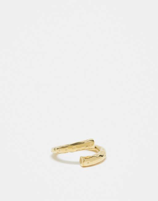  ASOS DESIGN waterproof stainless steel ring with wrap twist design in gold tone