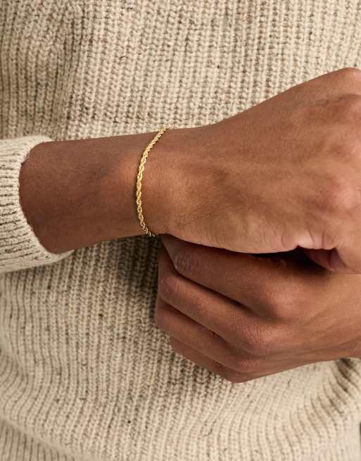 ASOS DESIGN waterproof stainless steel rope chain bracelet in gold tone, 3 of 4