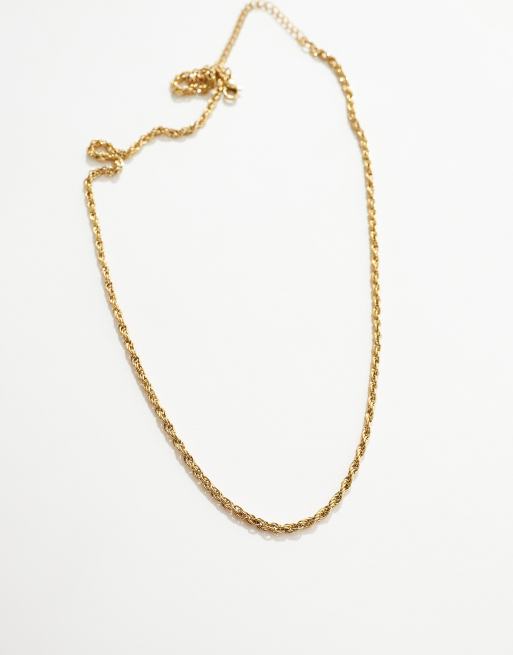 ASOS DESIGN waterproof stainless steel rope chain necklace in gold   , 3 of 4