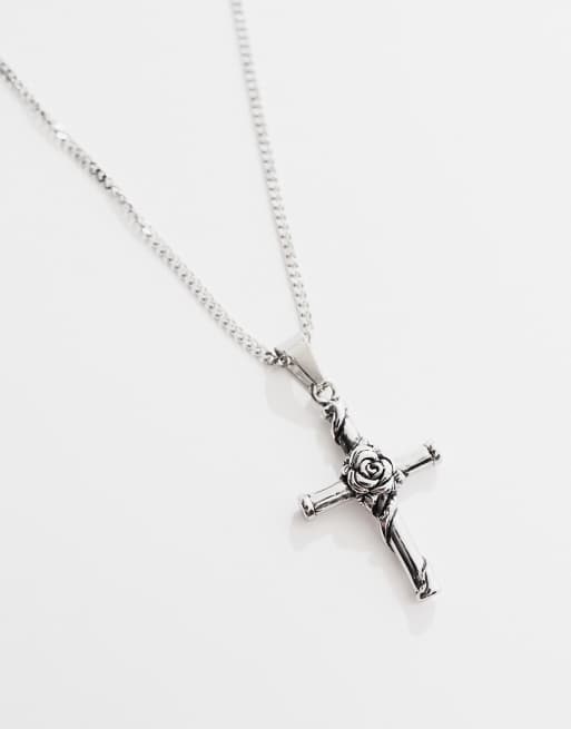 Cross with roses deals necklace