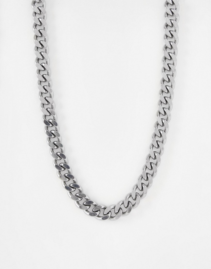 ASOS DESIGN WATERPROOF STAINLESS STEEL SHORT CHUNKY CHAIN IN SILVER TONE