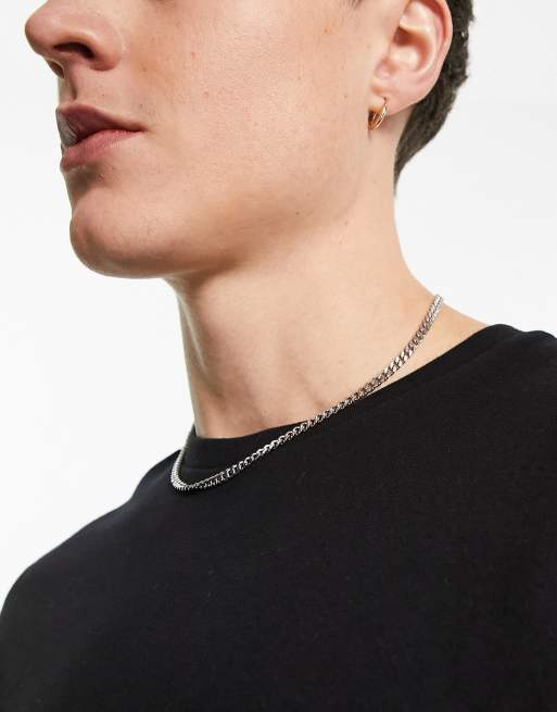 ASOS DESIGN waterproof stainless steel short slim 4mm chain necklace in silver   , 2 of 4