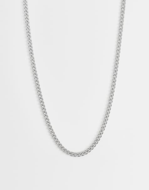 ASOS DESIGN waterproof stainless steel short slim 4mm neck chain in silver tone - view 1