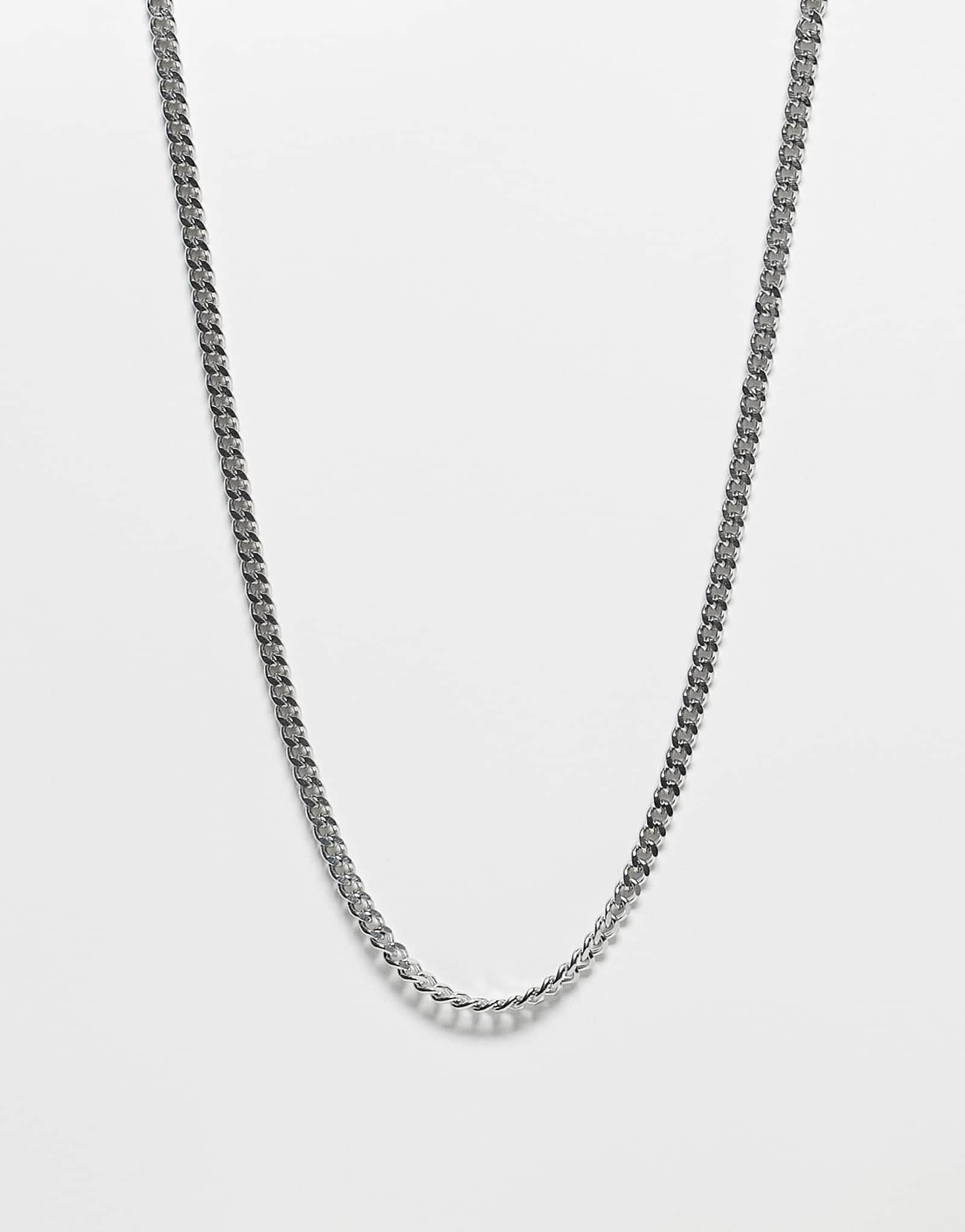 Водонепроницаемая цепочка ASOS DESIGN из нержавеющей стали, короткая, тонкая, 4 мм, серебристая, на шее   