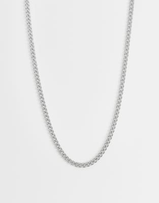 Asos Design Waterproof Stainless Steel Short Slim 4mm Neckchain In Neutral